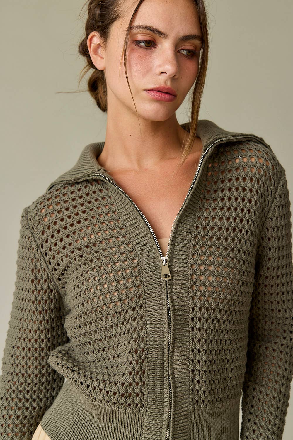 Mila Front Zip Knit Cardigan sweater