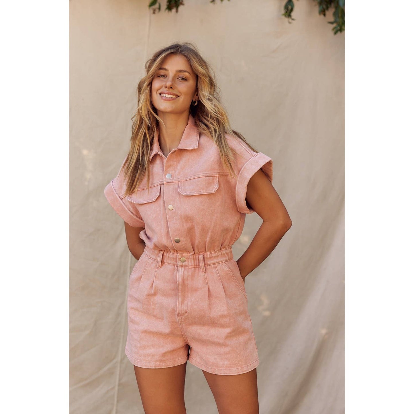 Alexis Denim Pink Romper