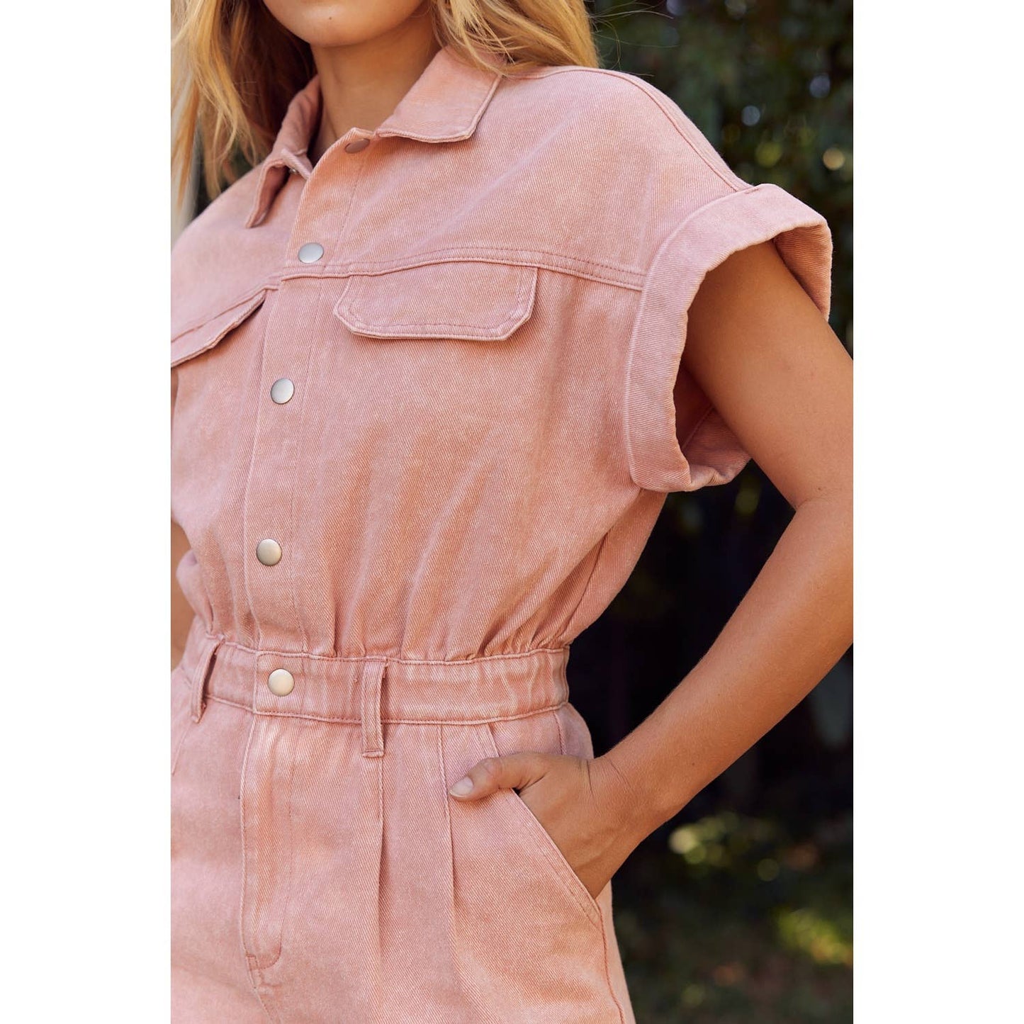 Alexis Denim Pink Romper