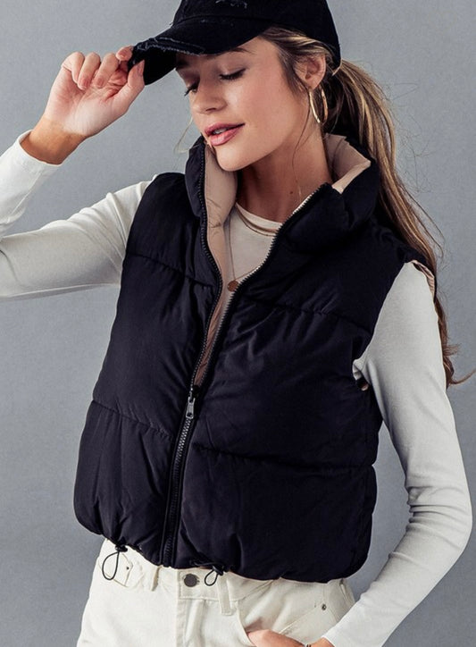 ABELINA REVERSIBLE CROP PUFFER VEST