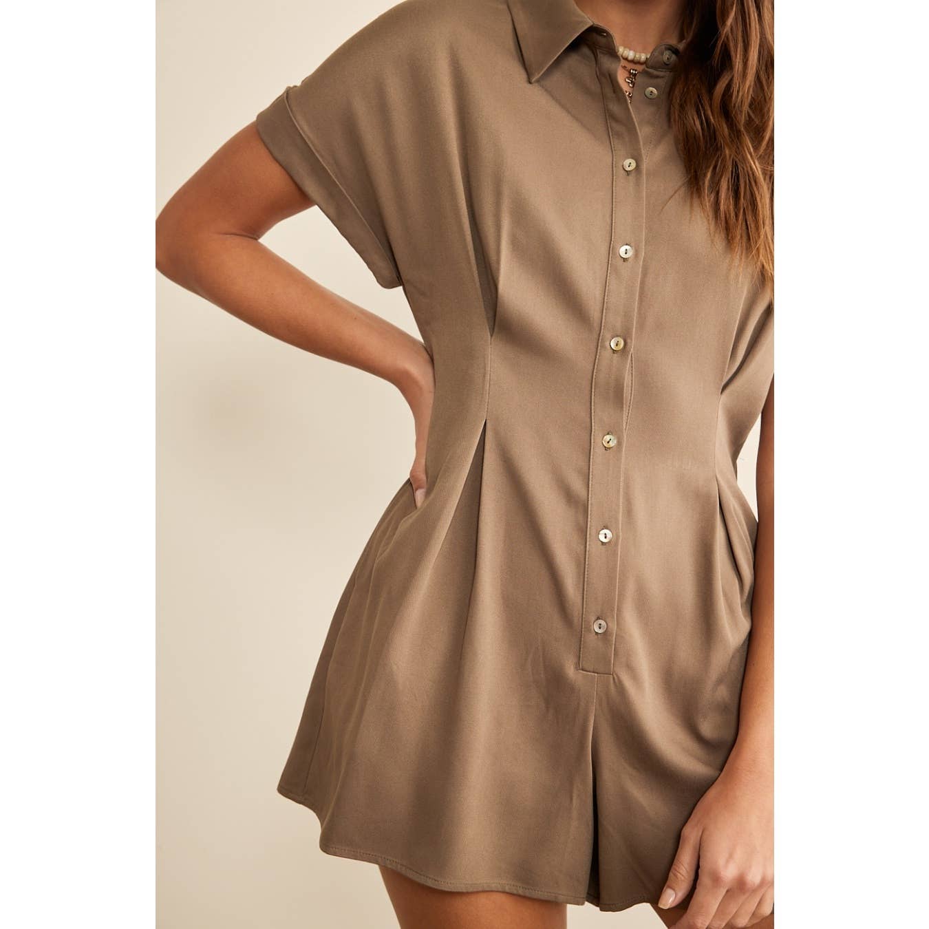 Pao button down romper