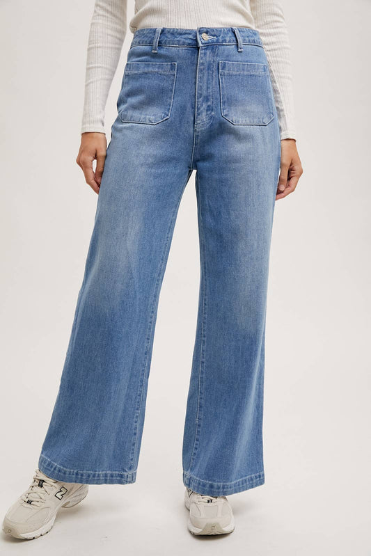 HIGH RISE WIDE LEG DENIM JEANS