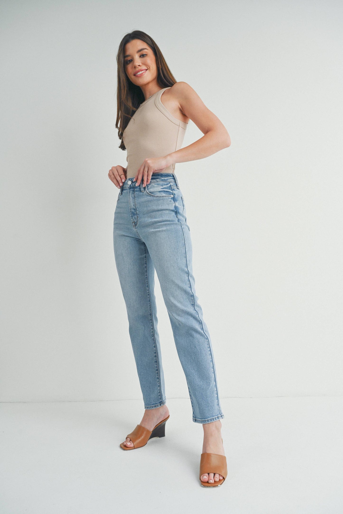 High Rise Straight Leg Jeans