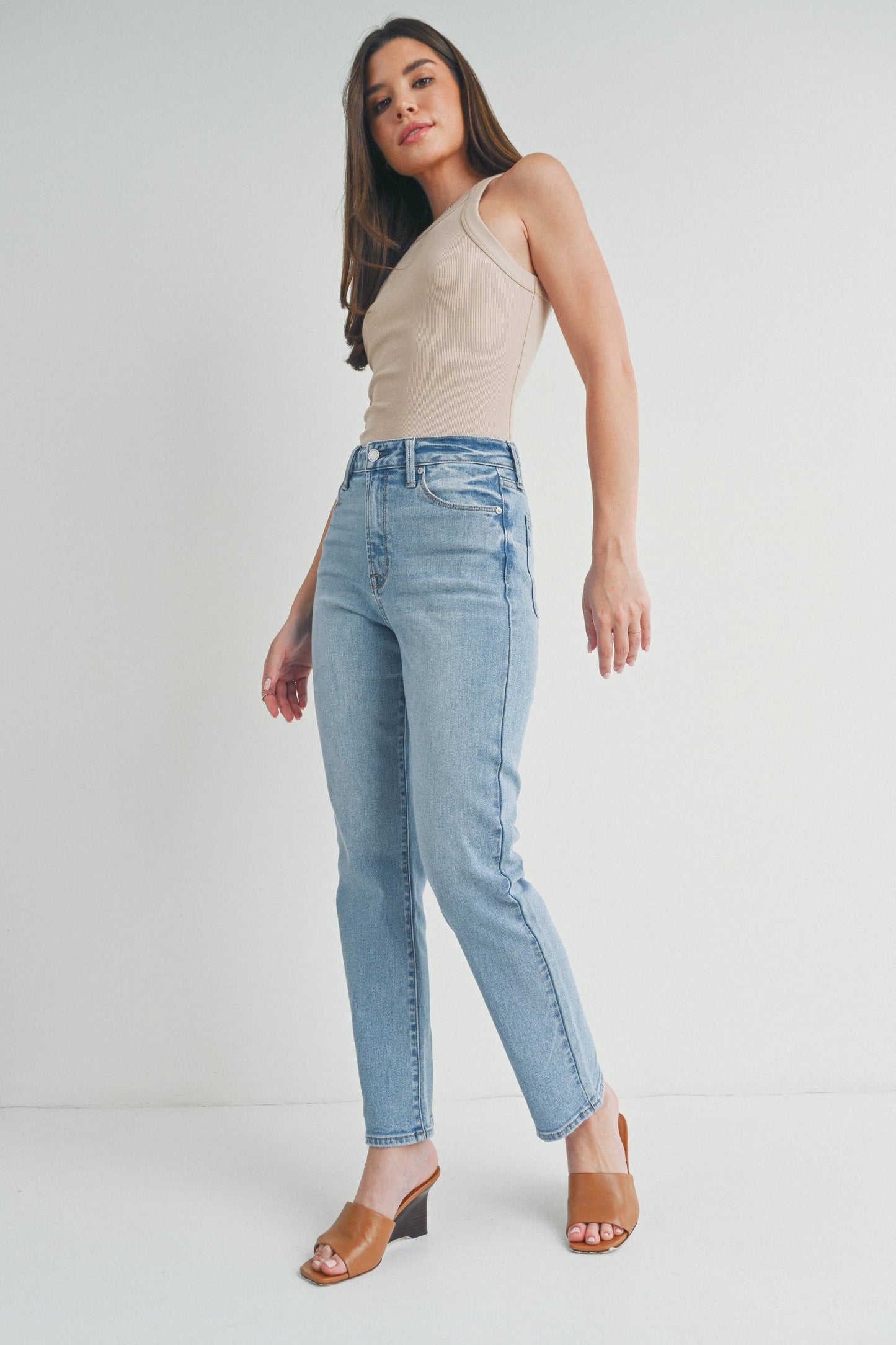 High Rise Straight Leg Jeans