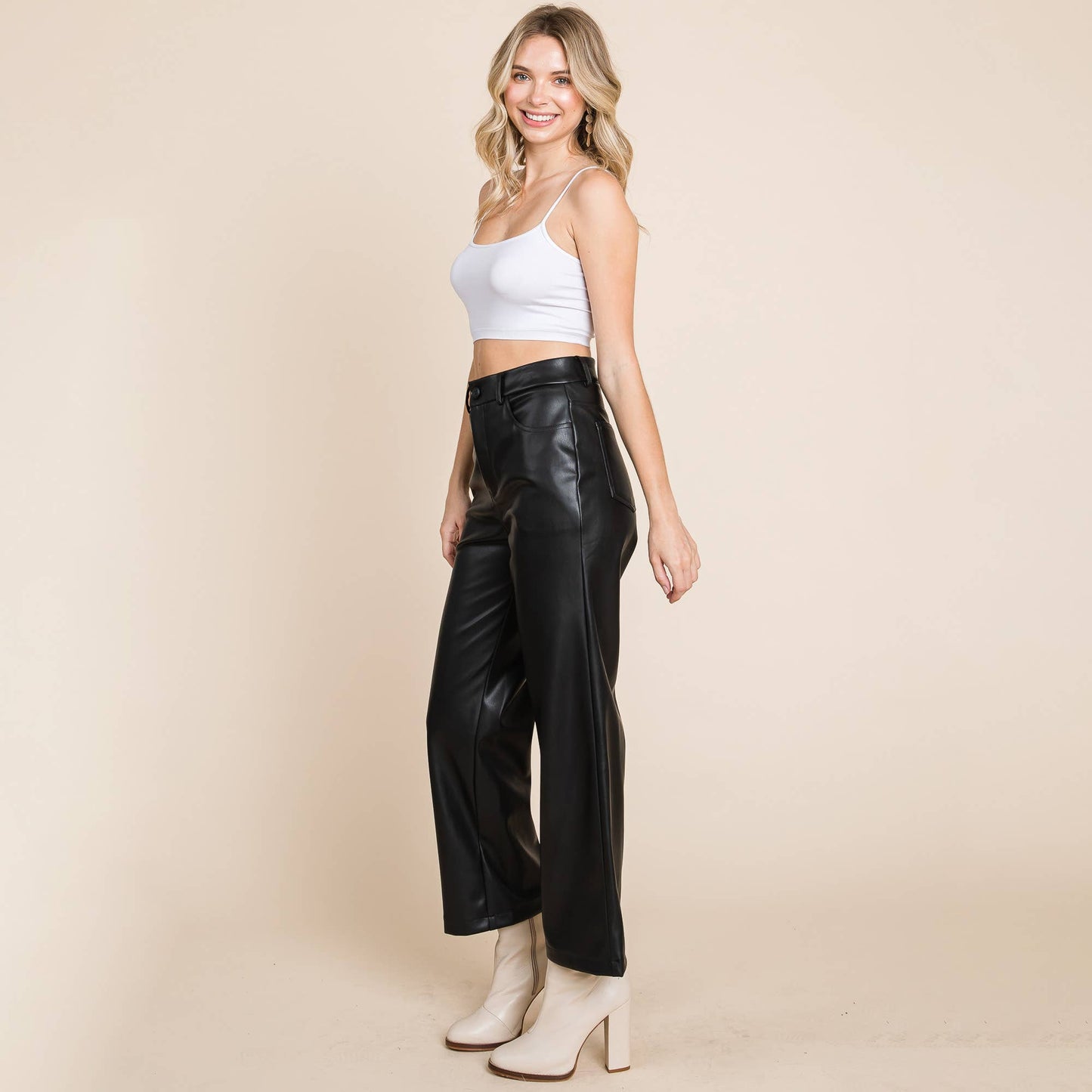 Trecy Leather Cropped Pants