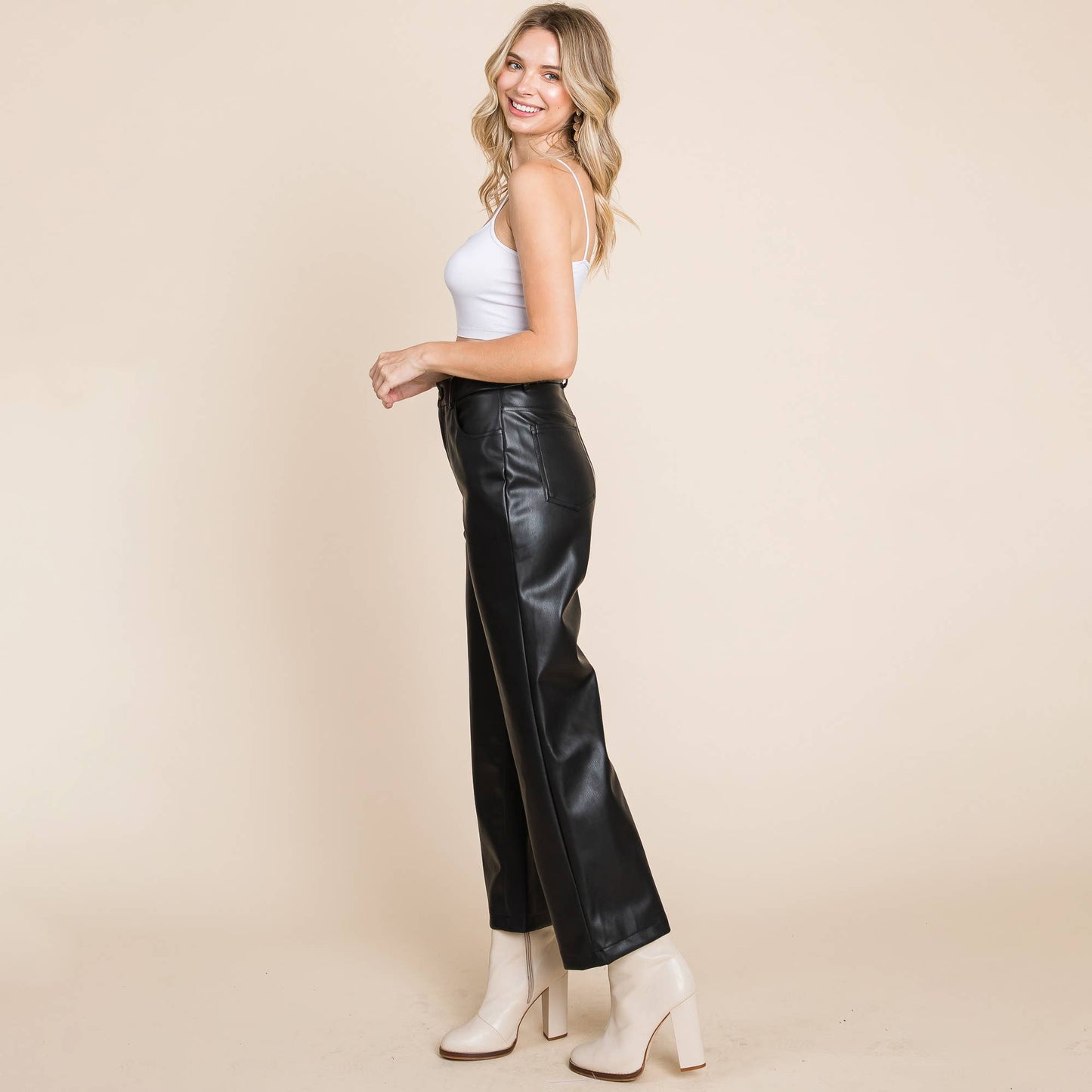 Trecy Leather Cropped Pants