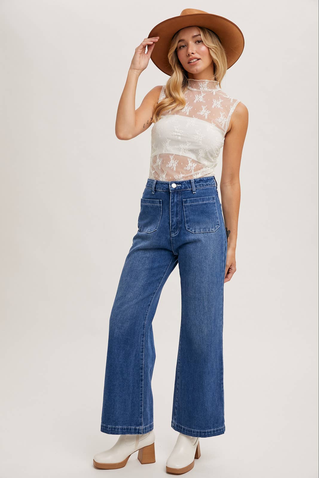 HIGH RISE WIDE LEG DENIM JEANS