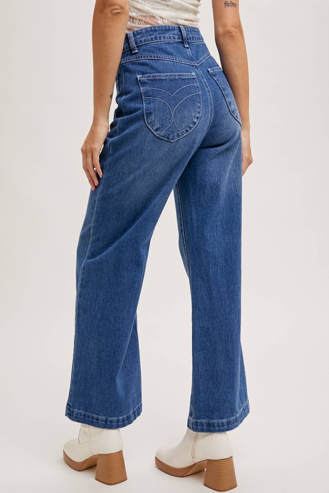 HIGH RISE WIDE LEG DENIM JEANS