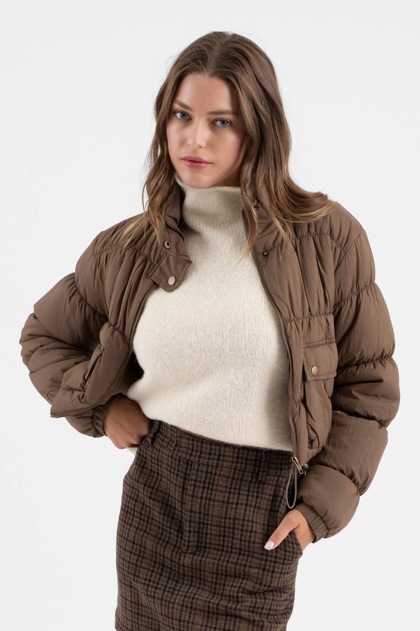 CROPPED CARGO PUFFER JACKET