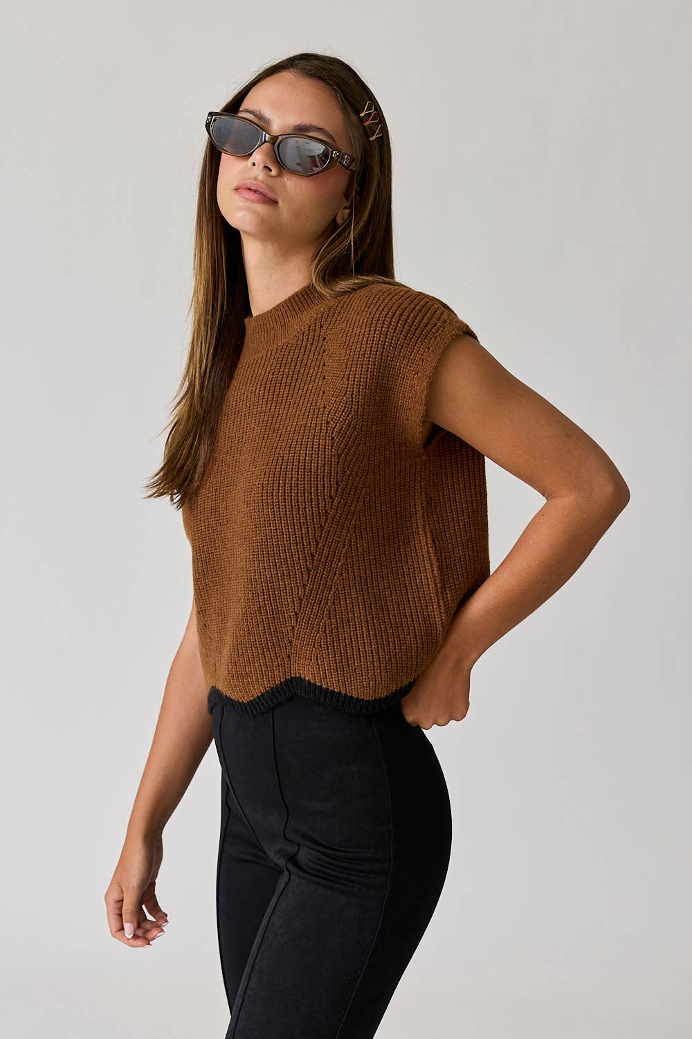 Taylor Scallop Hem Knitted Top