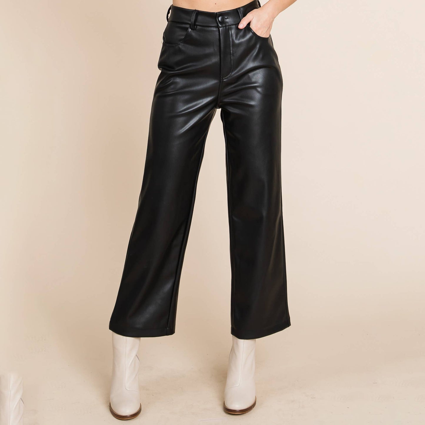 Trecy Leather Cropped Pants