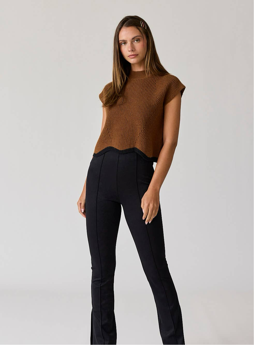 Taylor Scallop Hem Knitted Top