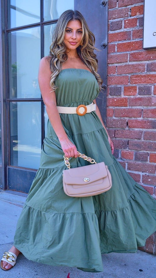 Esmeralda Dress W/ Straw Belt