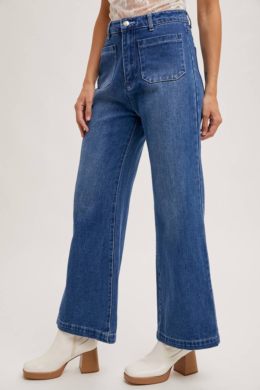 HIGH RISE WIDE LEG DENIM JEANS