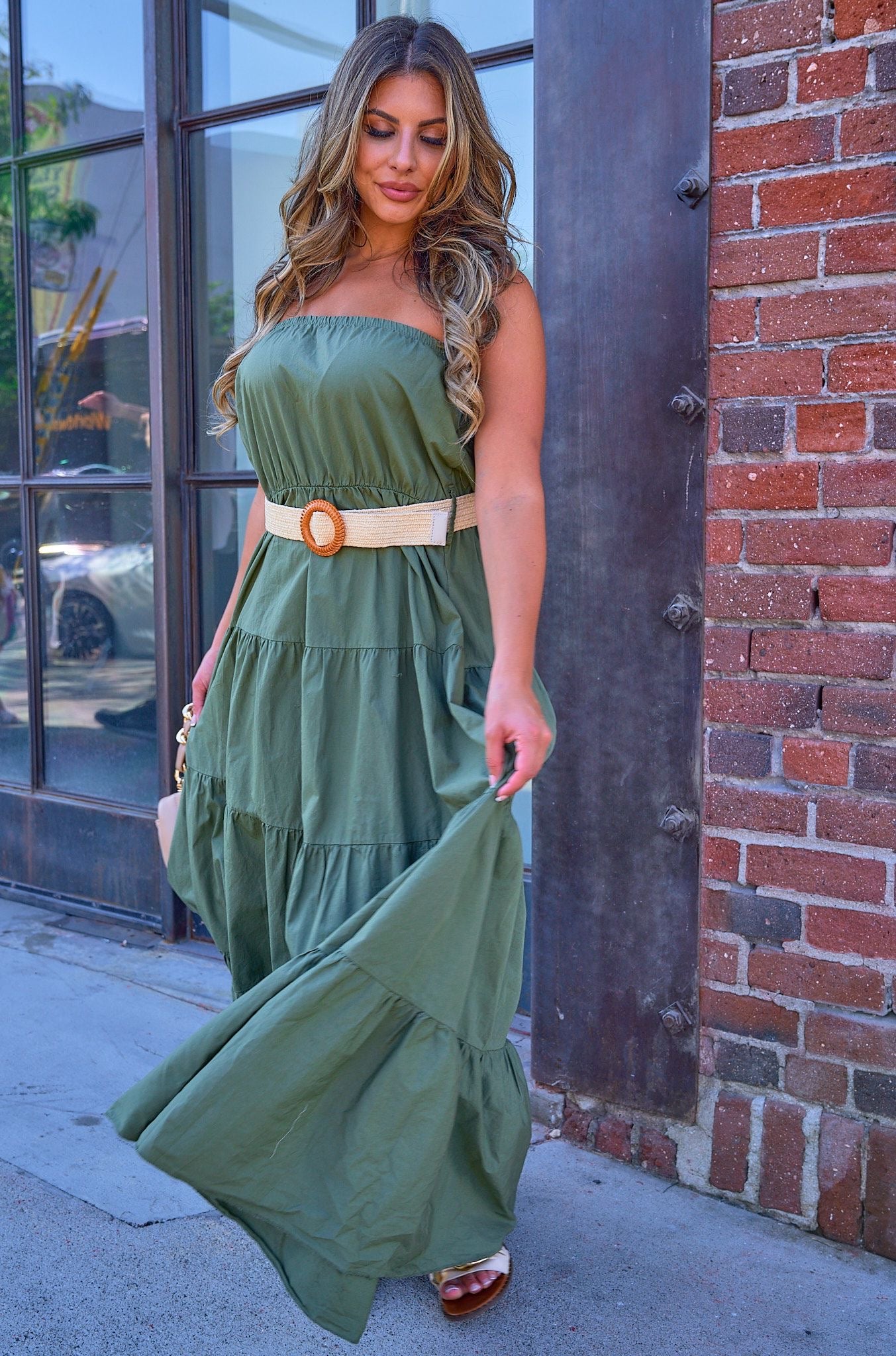 Esmeralda Dress W/ Straw Belt