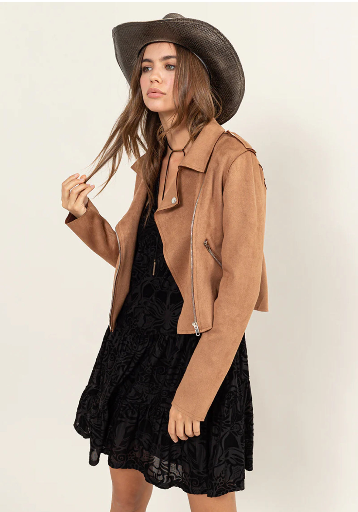 Noriko Suede Moto Jacket