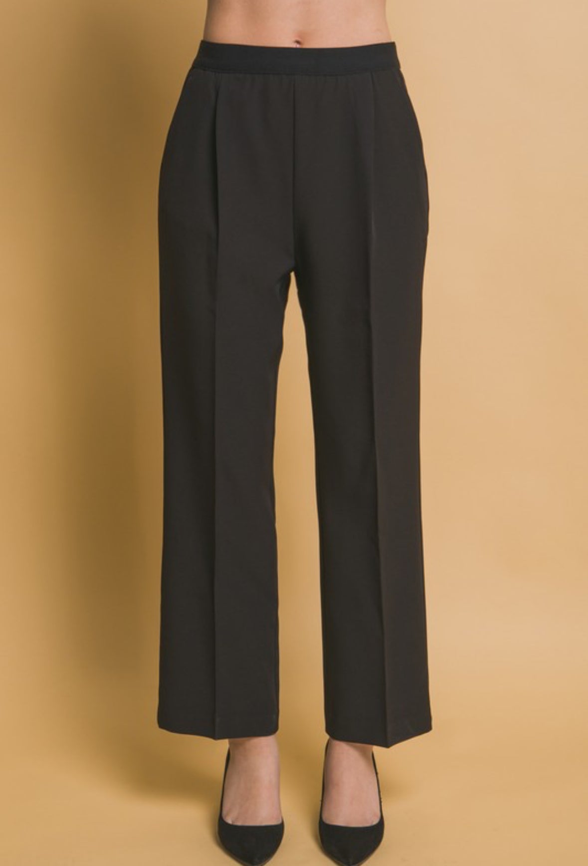 Elastic straight leg pants