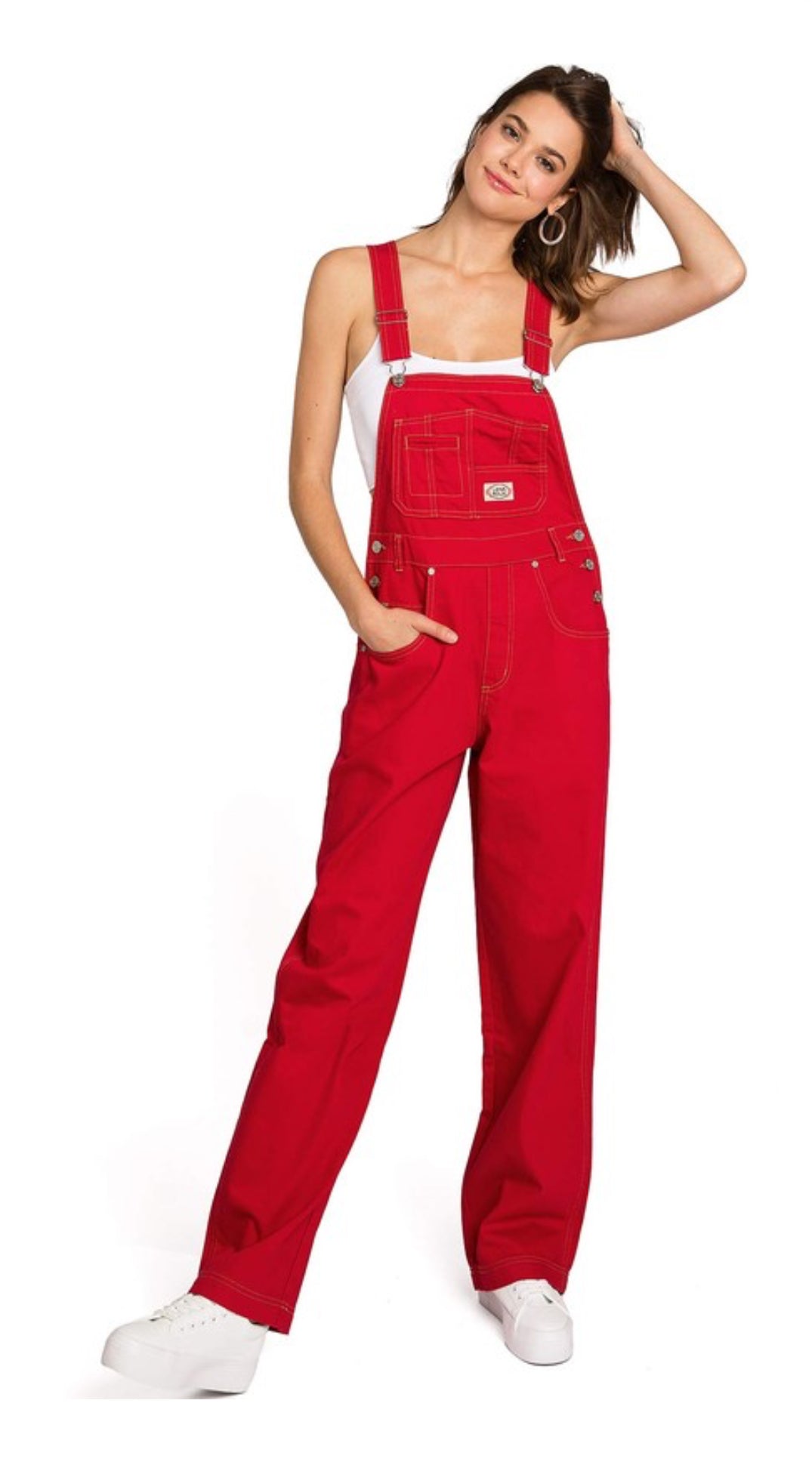 Lana Roux Red Denim Overalls