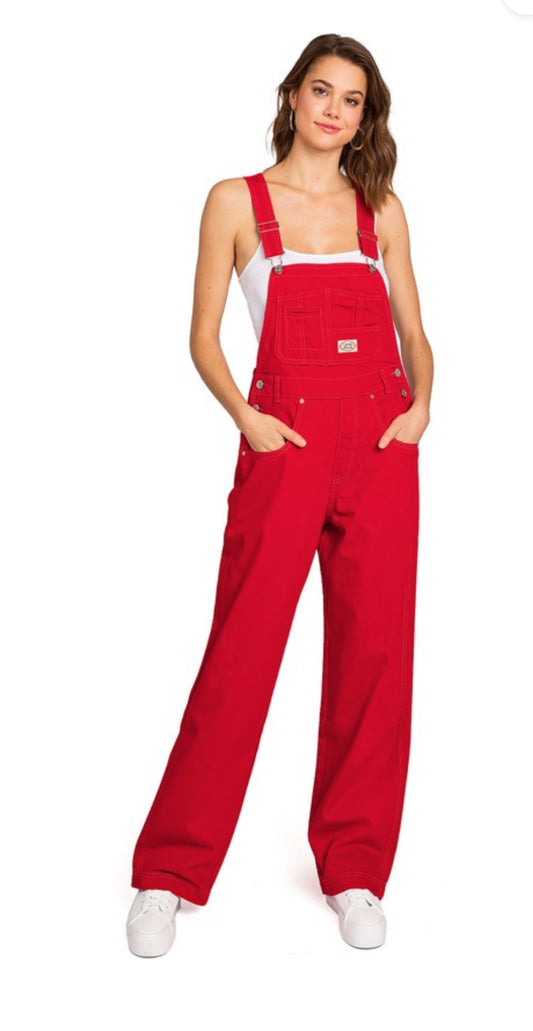 Lana Roux Red Denim Overalls