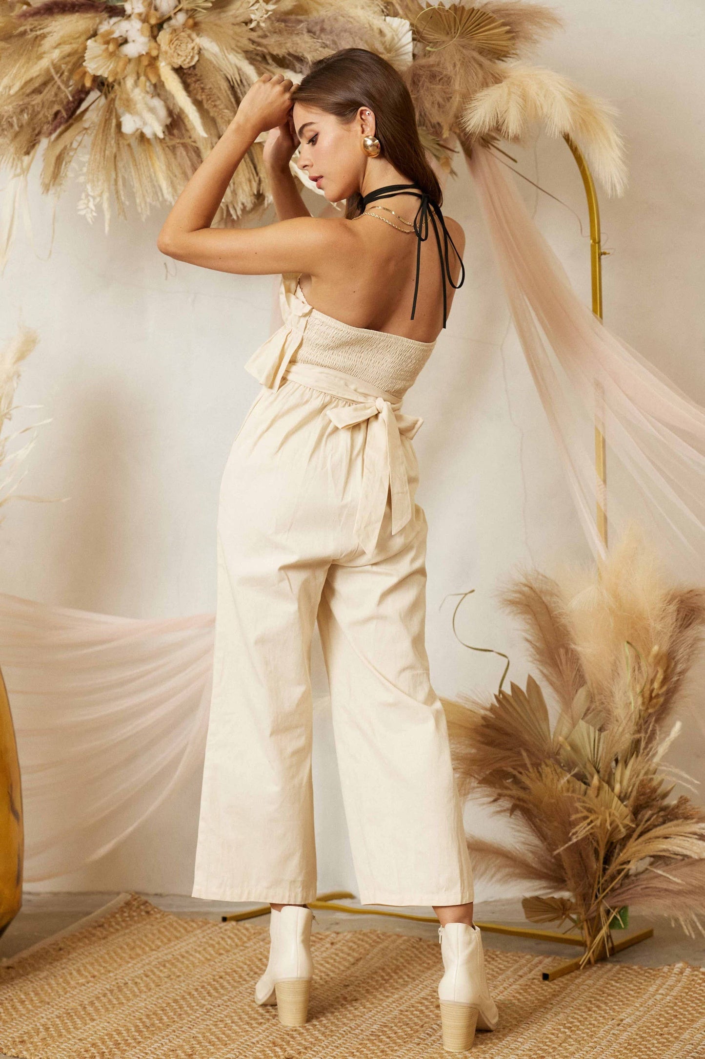 Cocktail linen jumpsuit