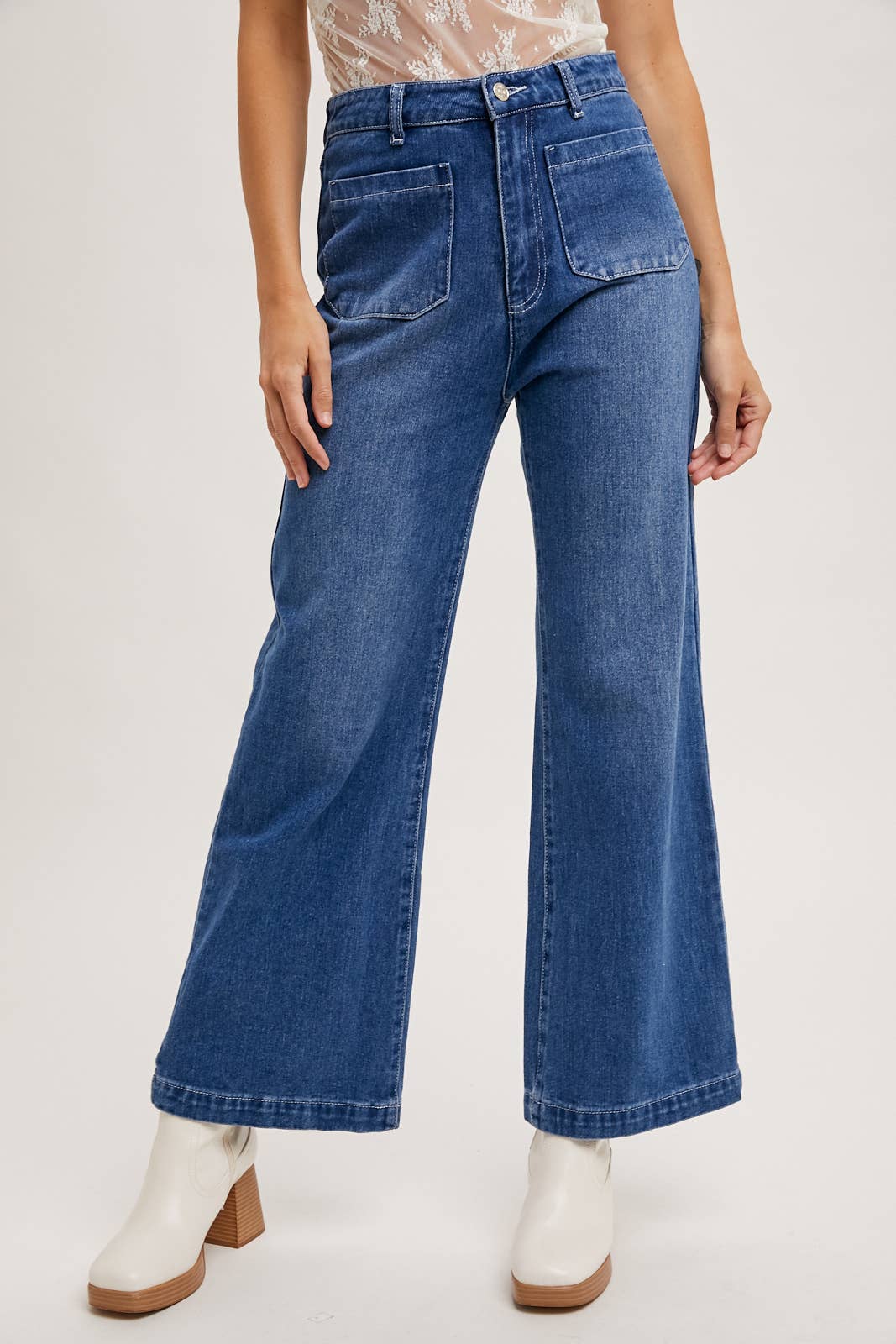 HIGH RISE WIDE LEG DENIM JEANS