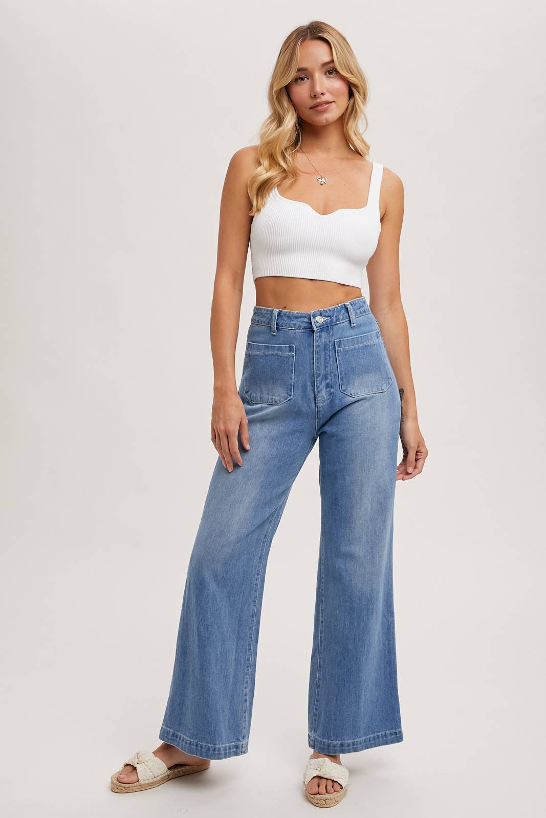 HIGH RISE WIDE LEG DENIM JEANS