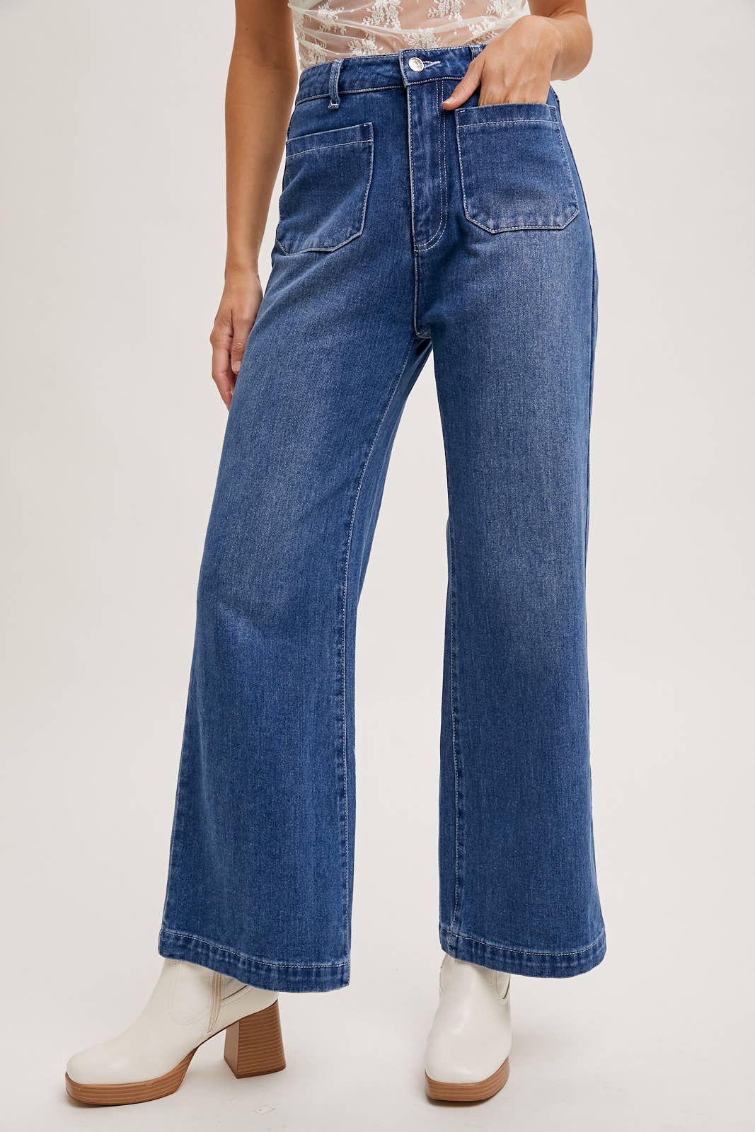 HIGH RISE WIDE LEG DENIM JEANS