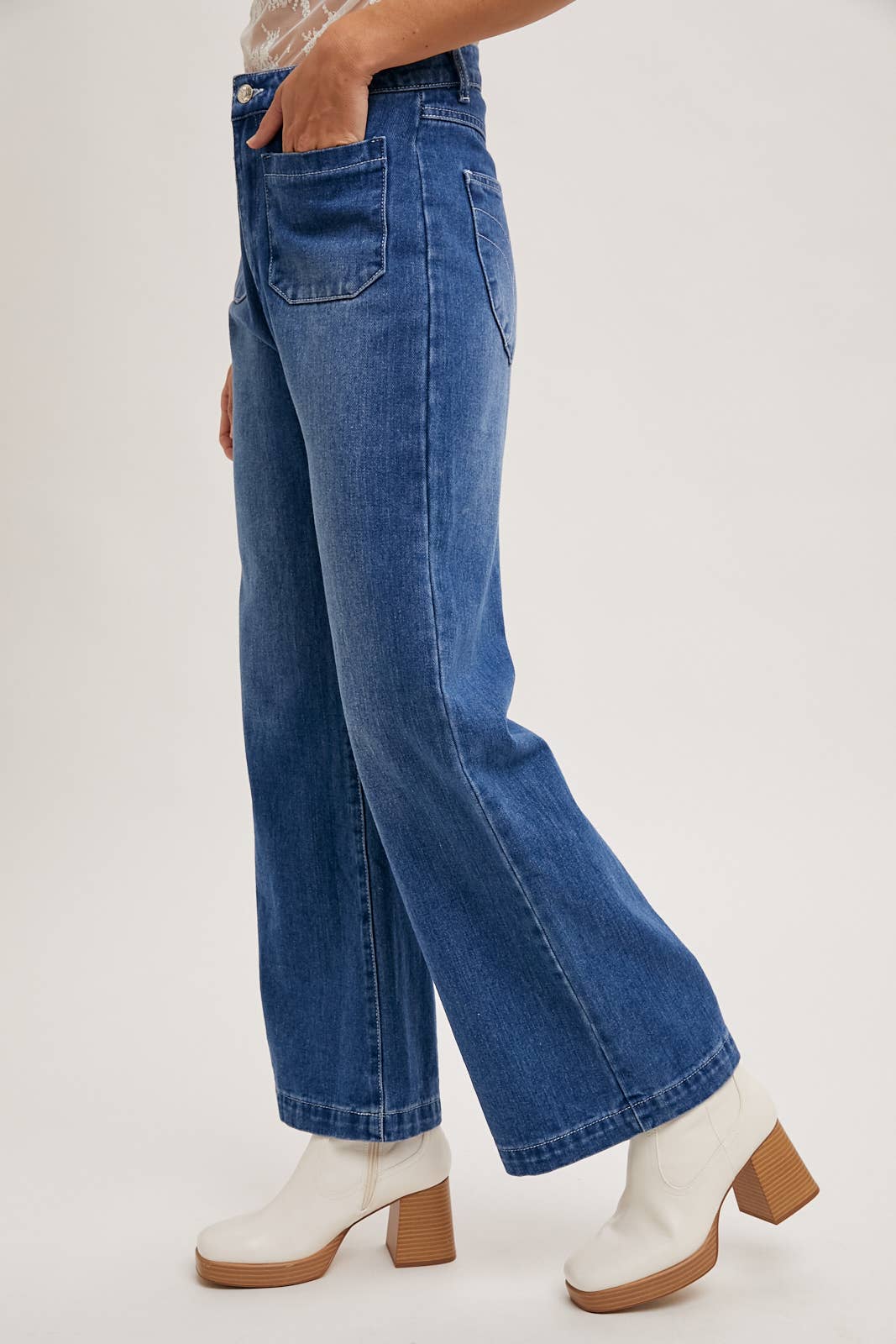 HIGH RISE WIDE LEG DENIM JEANS