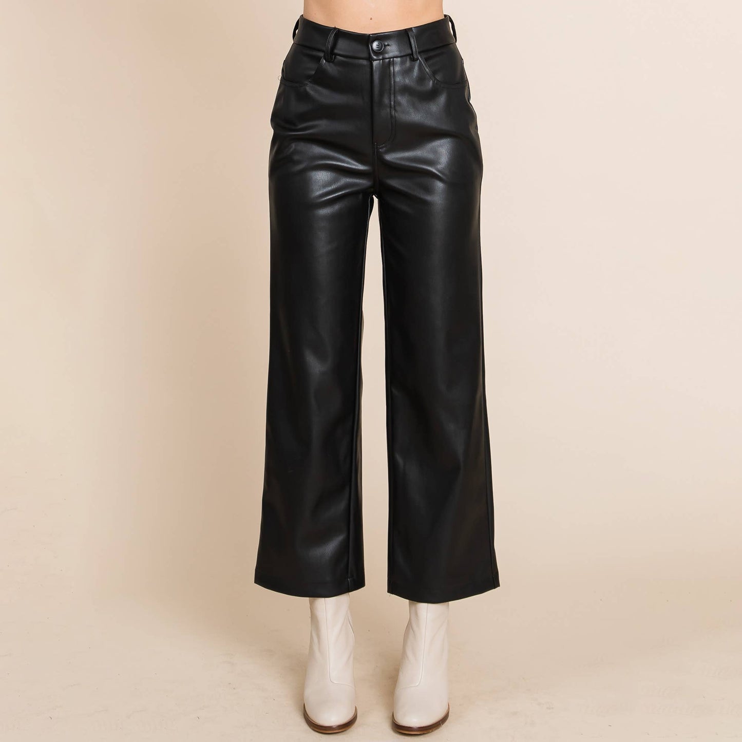 Trecy Leather Cropped Pants