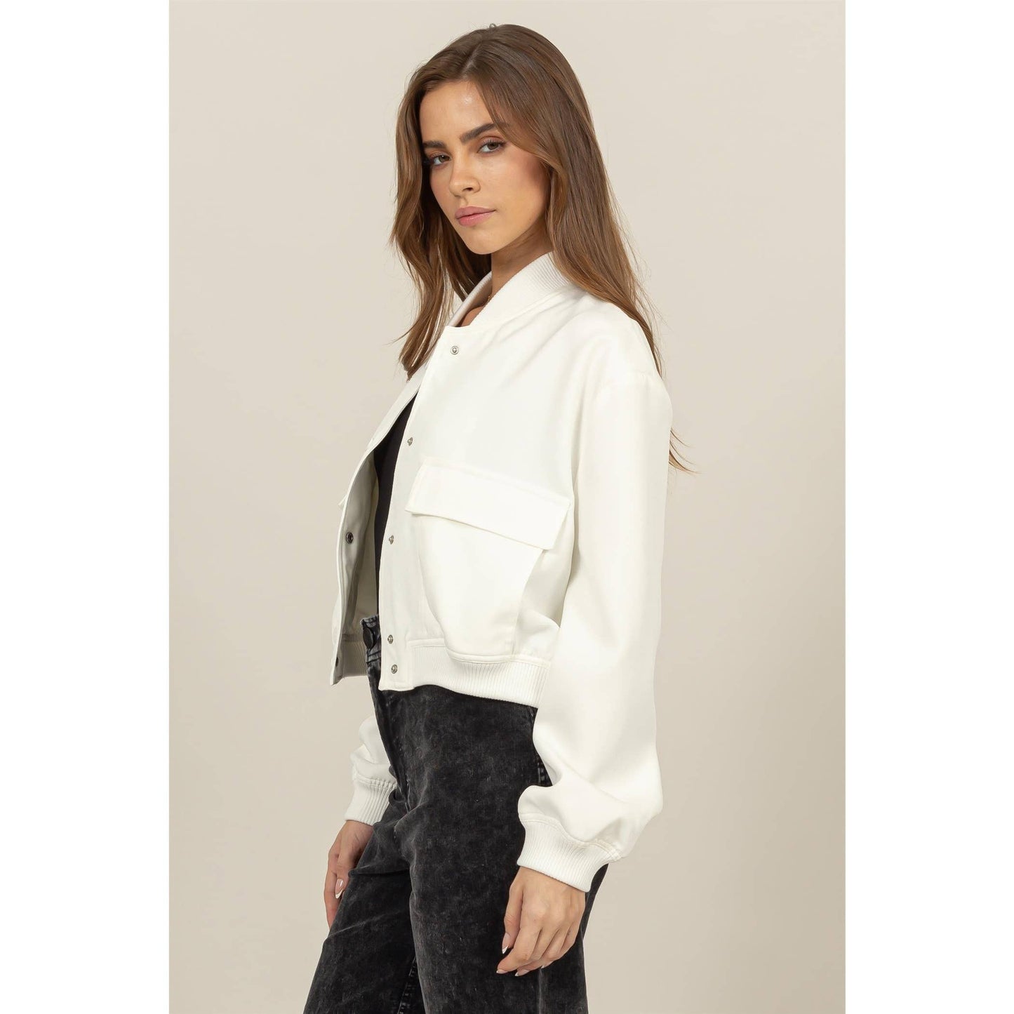 CROPPED UTILITY BOMBER JACKET