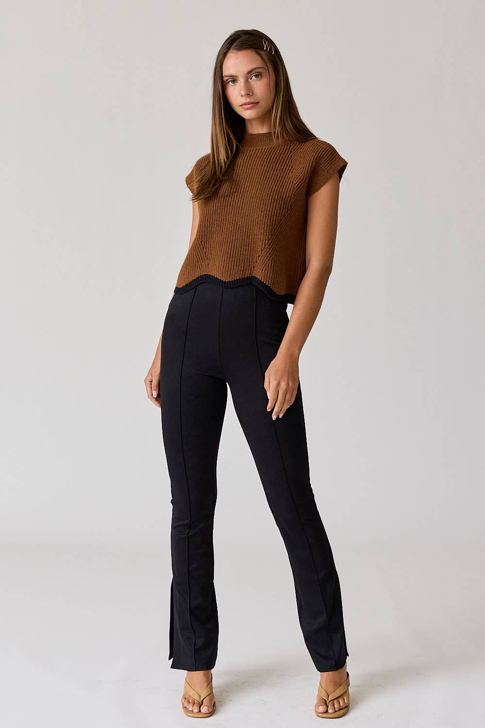 Taylor Scallop Hem Knitted Top